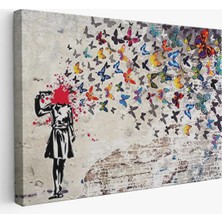 trezon banksy kelebek kanvas tablo, kelebek kız  tablosu-5389