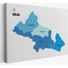 Trezon Kilis Ili ve Ilçeler Haritası Dekoratif Kanvas Tablo 1390