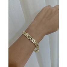 Lavante Butik Xuping Labirent Grek Model Zirkon Taşlı Çelik Bileklik Kadın Bileklik