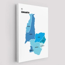 Trezon Osmaniye Ili ve Ilçeler Haritası Dekoratif Kanvas Tablo 1438