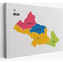Trezon Kilis Ili ve Ilçeler Haritası Dekoratif Kanvas Tablo 1388