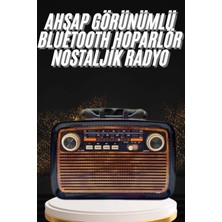 Uravas Store Nostaljik Görünümlü Ahşap Radyo Tf Sd USB Girişli LED Fener Işıklı