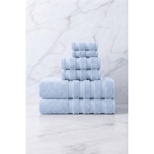 Seritaine 6'lı Işıl Premium Havlu Seti - 2 Adet Yüz Havlusu - 2 Adet El Havlusu - 2 Adet Banyo Havlusu - Açık Mavi - %100 Pamuk - 600 Gr/m2