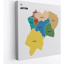 Trezon Artvin Ili ve Ilçeler Haritası Dekoratif Kanvas Tablo 1274