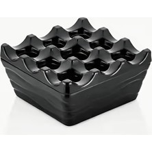 Kahvehaneciler Siyah Kapaklı Kare Küllük Yanmaz 9 cm Thermoset