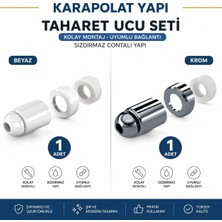 Karapolat Yapı Klozet Taharet Çubuğu Ucu Seti 1 Adet Beyaz Taharet Uç 1 Adet Krom Taharet Uç