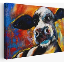Trezon Inek Portresi Modern Sanat Dekoratif Kanvas Duvar TABLO-6521