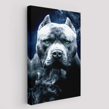 Trezon Pit Bull Yeşil Gözlü Amerikan Bully Köpek Kanvas TABLO-5259