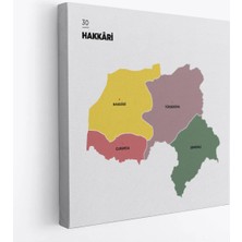 Trezon Hakkari Ili ve Ilçeler Haritası Dekoratif Kanvas Tablo 1352