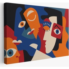 Trezon Picasso Tarzı Soyut Insan Yüzleri Kanvas Duvar TABLOSU-1195