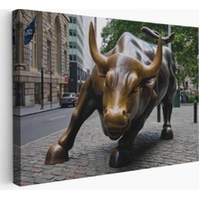 Trezon New York Boğa Heykeli Kanvas Tablo / Charging BULL-5160