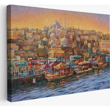 Trezon Eminönü Balıkçı Tekneleri Yağlıboya Görünümlü Kanvas TABLO-3598