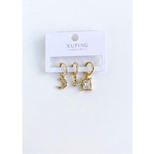 Mudanis 3'lü Xuping Küpe - Altın