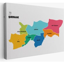 Trezon Şırnak Ili ve Ilçeler Haritası Dekoratif Kanvas Tablo 1460