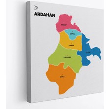 Trezon Ardahan Ili ve Ilçeler Haritası Dekoratif Kanvas Tablo 1270