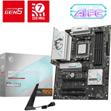 MSI Msı B850 Gamıng Plus Wıfı Am5 Ddr5 8200MHZ(OC) Dp 3x M.2 USB 10GBS 5g Lan Wı-Fı 7 Atx