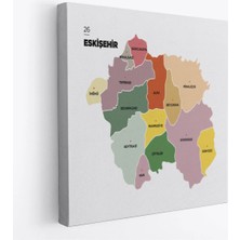 Trezon Eskişehir Ili ve Ilçeler Haritası Dekoratif Kanvas Tablo 1340