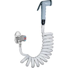 Empressco Spiral Şattaf Başlıklı Taharet Matik 3/8 Bağlantılı Taharet Musluklar Için Yeni 2.5 Metre Beyaz