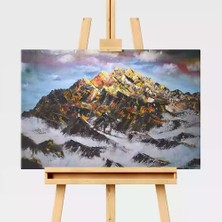 Tokyo Sanat Karlı Dağ Zirvesi Yağlı Boya Tablo