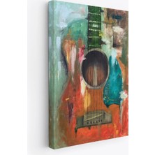 Trezon Gitar Temalı Yağlıboya Görünüm Dekoratif Kanvas Duvar Tablosu, Sanat Evi Kanvas TABLO-4976
