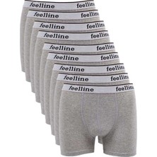 9 Adet Feelline Gri Pamuklu Doğal Likralı Erkek Boxer