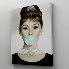 Trezon Audrey Hepburn Yeşil Kabarcık Sakızlı Dekoratif Kanvas Duvar TABLOSU-5108-2