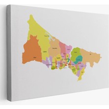 Trezon Istanbul Ilçeler Haritası Dekoratif Kanvas Tablo 1017