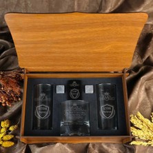 Hediyelerin Efendisi Retro Tasarımlı Kişiye Özel Rakı, Çakmak ve Taşlı Viski Kadehi Seti
