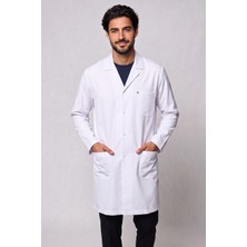 Deniz İş Erkek Gömlek Yaka Uzun Boy Beyaz Uzun Kol Alpaka Doktor ve Öğretmen Önlüğü