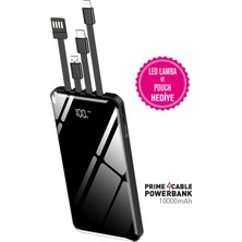TeknoKapsül Intouch 10.000 Mah Prime Dijital Göstergeli Dahili Çoklu Kablolu Powerbank,siyah,taşınabilir Şarj Cihazı