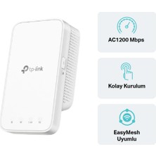 TeknoKapsül Tp-Link RE300 Wi-Fi 5 AC1200 Mbps Easymesh Dual Band Kolay Kurulumlu Menzil Genişletici