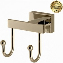 Premium Pirinç Katre Kancalı 2li Askılık,bornozluk Gold