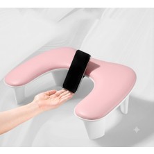 SNRQI Oval U Tipi Telefon Standlı Ergonomik Manikür Sehpası Pembe Manikür Kol Desteği UT1P