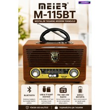 L'edoren Meier M-115 Bt Bluetooth Radyo Vıntage Retro Radyo Şarlı ve Pilli