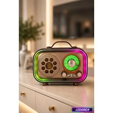 L'edoren M-1315BT Retro Bluetooth Hoparlör Şarjlı Vintage Radyo Subwoofer Destekli Fm/am/sw USB Tf Kart