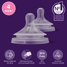 TeknoKapsül Philips Avent Doğal Tepkili 2'li Biberon Emziği, 4 Numara, SCY964/02