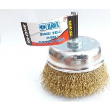 Uravas Store Mey Ithalat® Hawk HA10149 Pimli Sarı Tel Çanak Fırça 75 mm