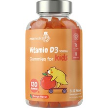Kids Vitamin D3 1000 Iu For Bone, Teeth, Muscle & Immune Support | Low Sugar Vitamin D For Kids Gummies | 120 Ct, 4-Month Supply | Orange Flavor