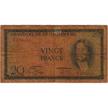 Banknoting Lüksemburg 20 Frank 1955 Iki Iğne Deliği Var Sararmış.