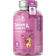 Kids Calcium With Vitamin D3 Gummies For Strong Bones, Teeth & Immune Support | 90 Ct, 45-Day Supply | 320MG Calcium + 800IU D3 For High Absorption| Vanilla & Strawberry Flavor