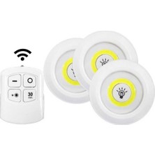 Renas Store Kablosuz Uzaktan Kumandalı 3 Lü LED Lamba Seti