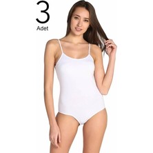 Tutku Kadın Beyaz 3'lü Paket Ip Askılı Likralı Kancalı Çıtçıtlı Body