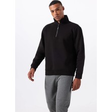 Jeep Siyah Erkek Dik Yaka Relaxed Sweatshirt C4WM-SWT4256