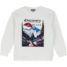 Discovery Expedition Baskılı Erkek Çocuk Kırık Beyaz Sweatshırt D4WB-SWT3081