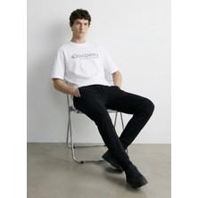Discovery Expedition Beyaz Erkek Bisiklet Yaka T-Shirt D4SM-TST3290