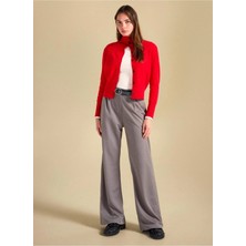 People By Fabrika Standart Bel Relaxed Gri Melanj Kadın Pantolon PBF5WL-PNT9523