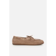 Yaya By Hotiç Kadın Vizon Süet Bağcık Detaylı Loafer