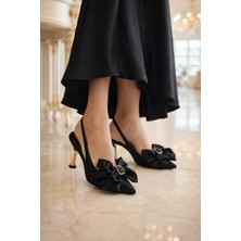 Odesa Ayakkabı Kadın Büyük Fiyonklu Slingback Topuklu Ayakkabı