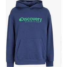Discovery Expedition Lacivert Erkek Kapüşon Yaka Loose Fit Nakışlı Sweatshirt D3WM-SWT28