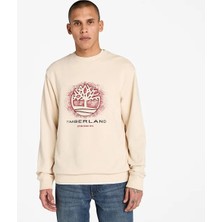 Timberland Front Seasonal Tree Logo Graphic Crewnec Erkek Bej Sweatshirt TB0A5MC7EFL1